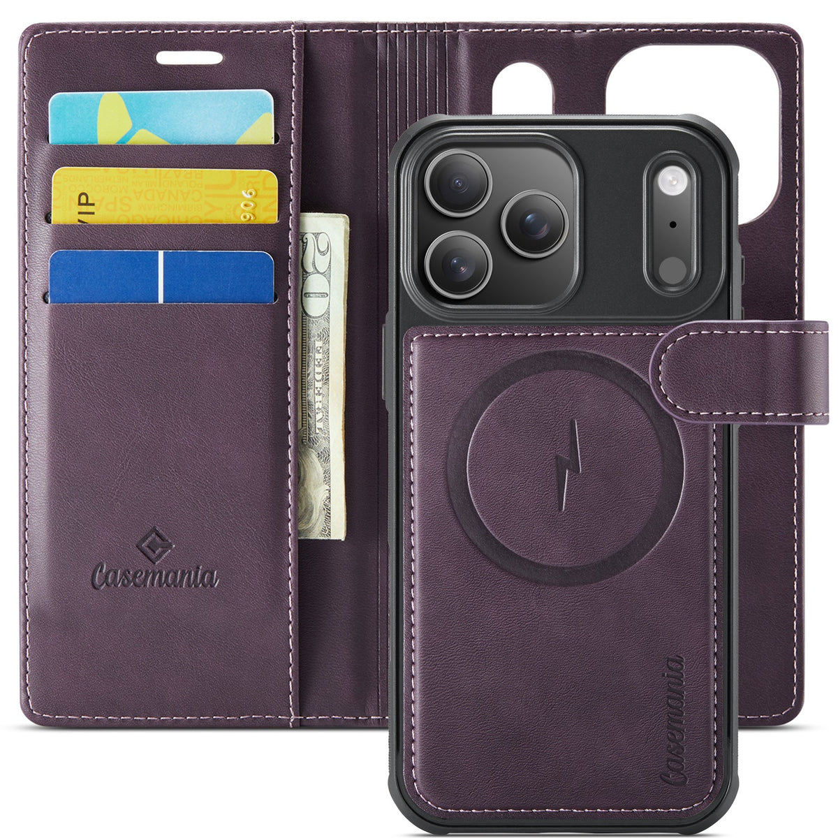 Apple iPhone 18 Pro Max Hoesje - Dark Purple - Luxe 2 in 1 MagSafe Bookcase