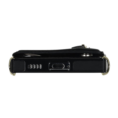 Samsung Galaxy S24 Case - Black - Luxury Back Cover with Phone Strap and Zipper