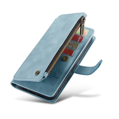 Apple iPhone 14 Pro Hoesje - Aqua Blue - Luxe Bookcase met Rits en Telefoonkoord