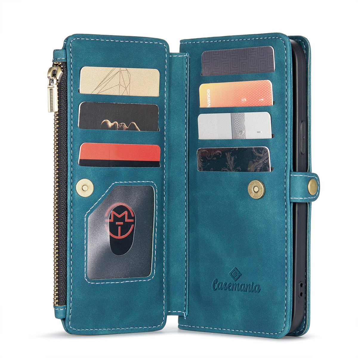 Apple iPhone 15 Plus Hoesje - Emerald Green - Luxe MagSafe Bookcase met Rits en Telefoonkoord
