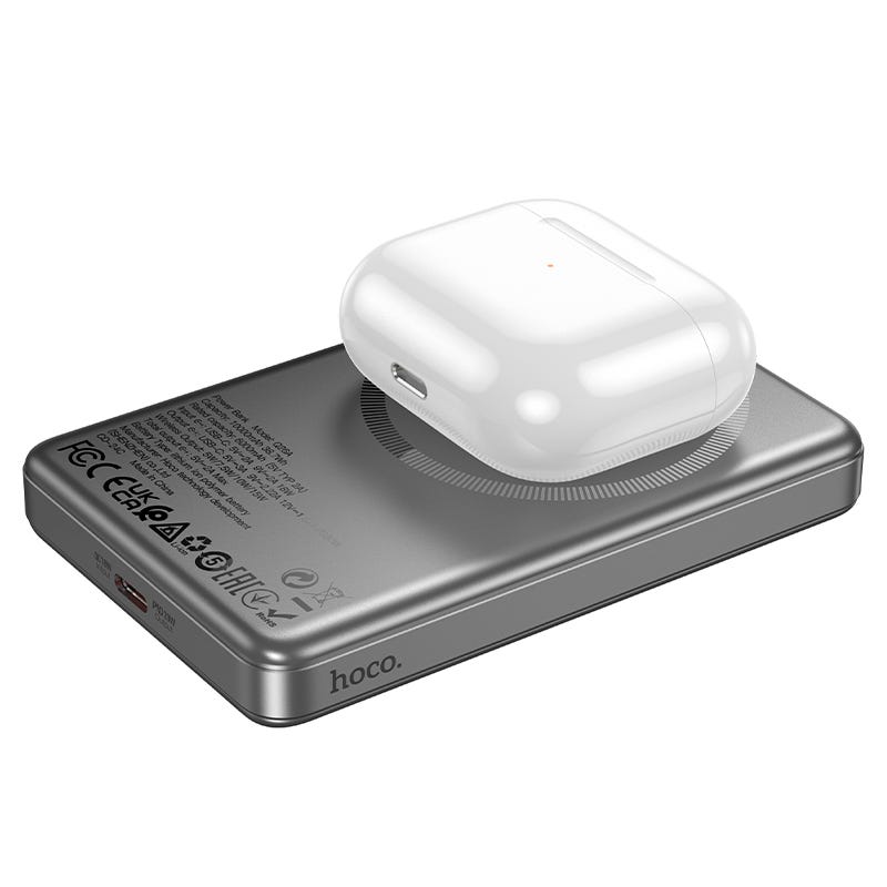Hoco Powerbank 10.000mAh Magnetisch Draadloos - Metallic Gray