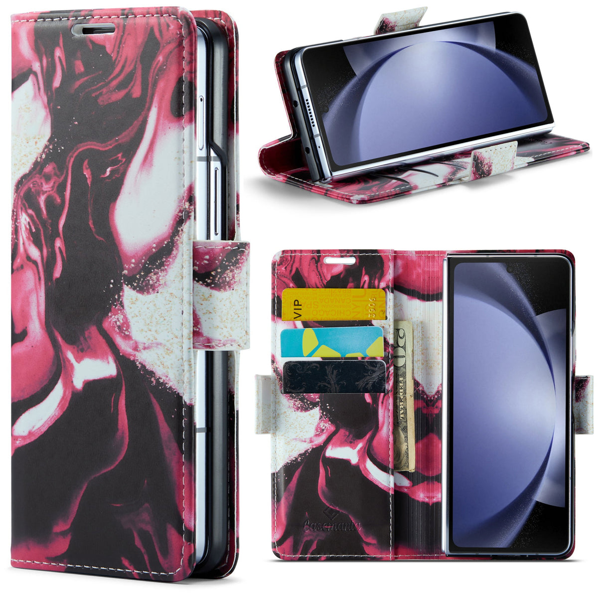 Samsung Galaxy Z Fold 5 Hoesje - Red Rhodonite - Marmer Bookcase