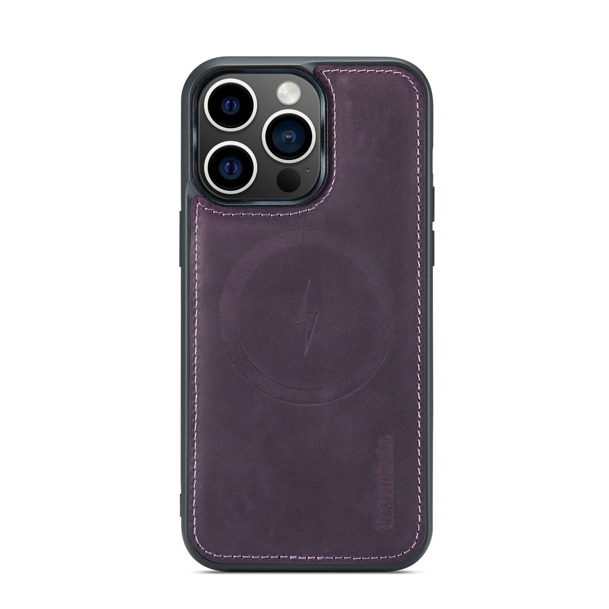 Apple iPhone 15 Pro Hoesje - Dark Purple - Echt Leren 2 in 1 MagSafe Bookcase