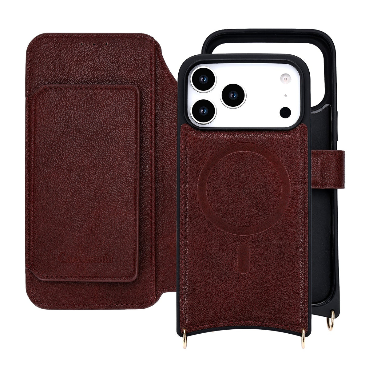 Apple iPhone 18 Pro Hoesje - Wijn Rood - 'Amsterdam' Serie 2 in 1 MagSafe Crossbody Cover met Pouch