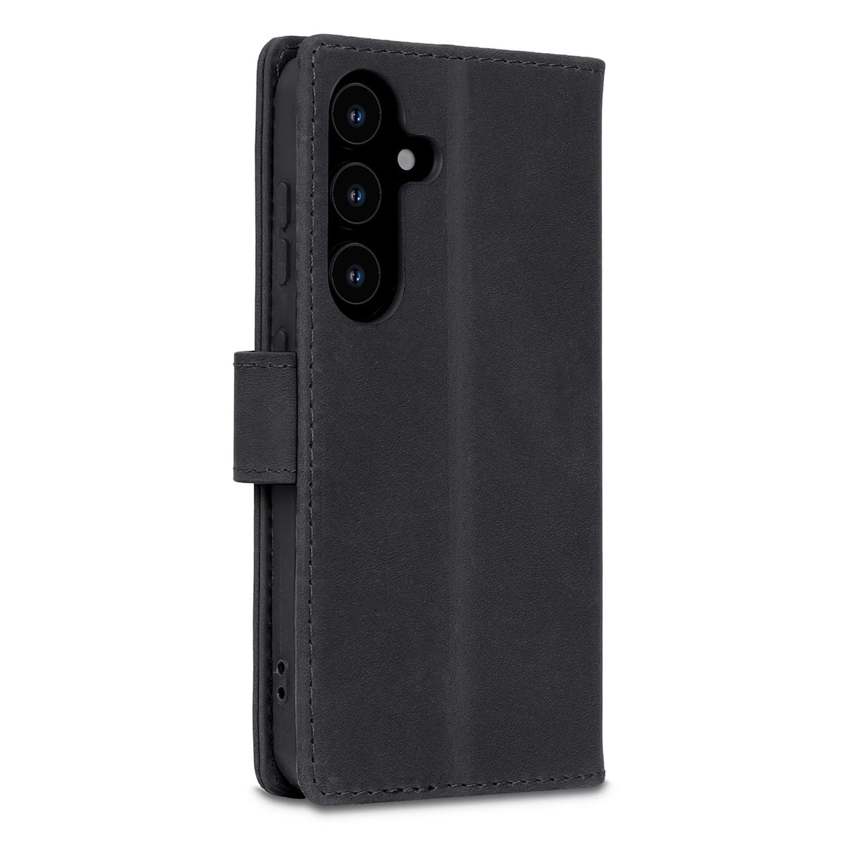 Samsung Galaxy A55 Hülle - Charcoal Gray - Echtleder-Klapphülle mit Kartenfach
