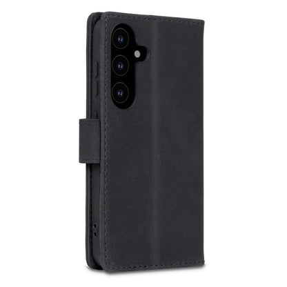 Samsung Galaxy A55 Hülle - Charcoal Gray - Echtleder-Klapphülle mit Kartenfach