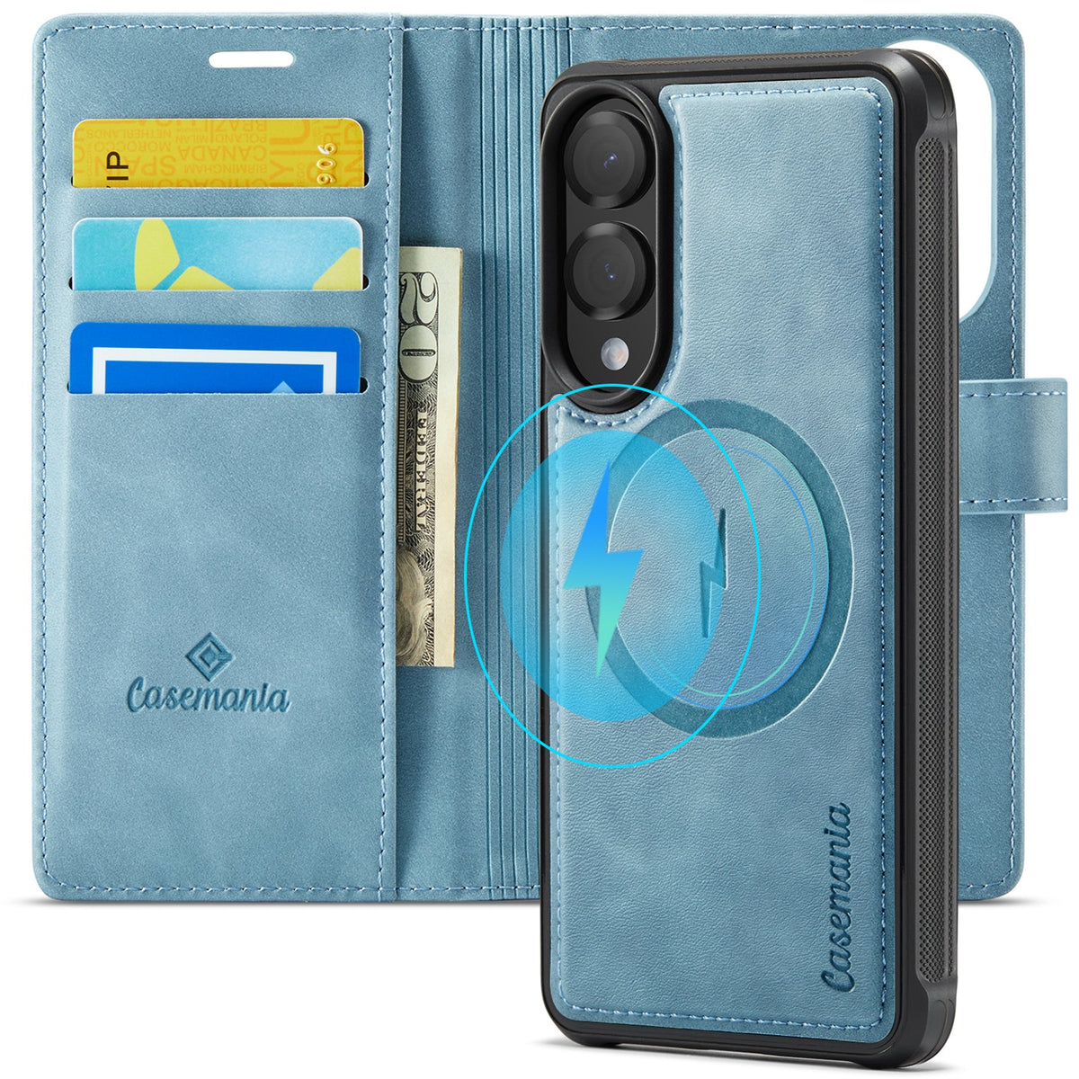 Samsung Galaxy S25 Edge Hoesje - Aqua Blue - Luxe 2 in 1 MagSafe Bookcase