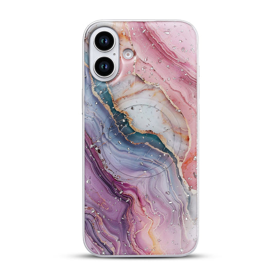 iPhone 16 Plus Hoesje - Roze - Marmer MagSafe Back Cover