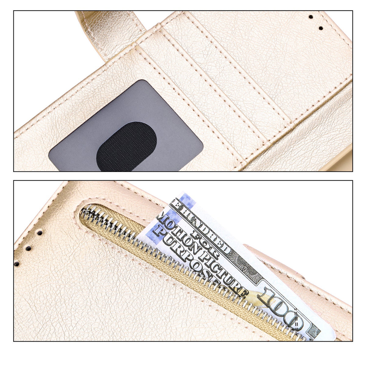 Apple iPhone 17 Pro Max Hoesje - Goud - Luxe Bookcase met Rits