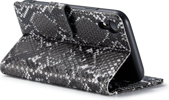 Apple iPhone XR Case - Black - Snake Print Flip Case