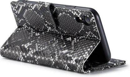 Apple iPhone XR Case - Black - Snake Print Flip Case