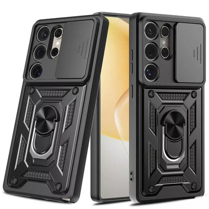 Samsung Galaxy S25 Ultra Hoesje - Zwart - Armor Kickstand Camera Back Cover