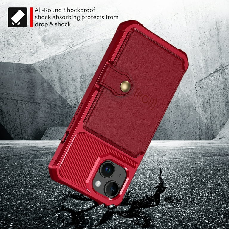 Apple iPhone 15 Plus Case - Red - Back Cover with Card Holder