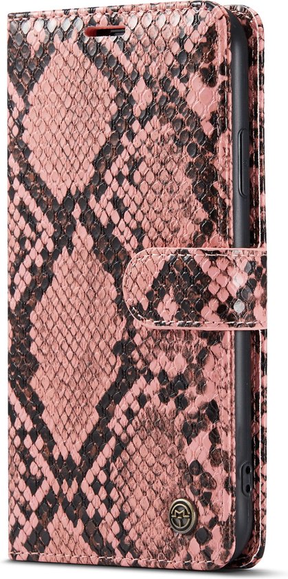 Apple iPhone XR Hülle - Rosa - Schlangenprint Klapphülle