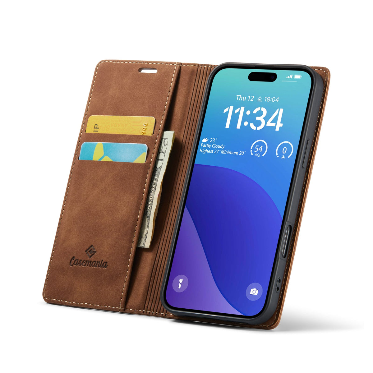 Apple iPhone 16 Pro Max Hoesje - Sienna Brown - Dunne Bookcase