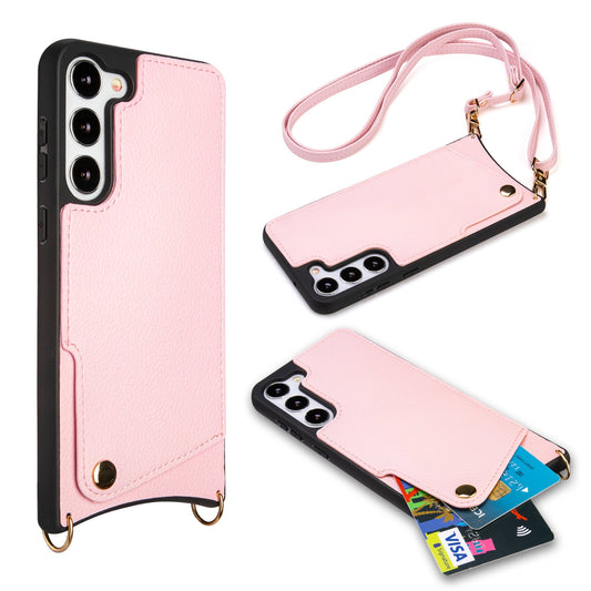 Samsung Galaxy S23 Plus Hoesje - Roze - Back Cover met Pols Bandje en Telefoonkoord