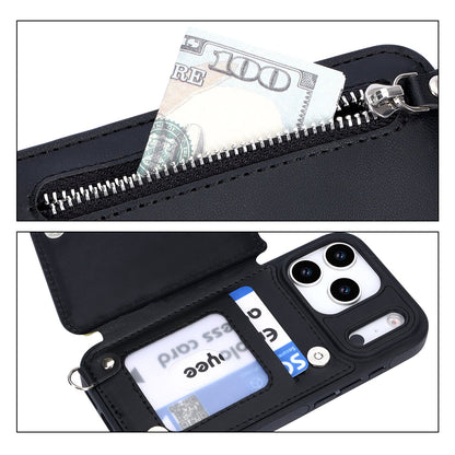 Apple iPhone 18 Pro Max Hoesje - Zwart - Luxe Back Cover met Telefoonkoord en Rits