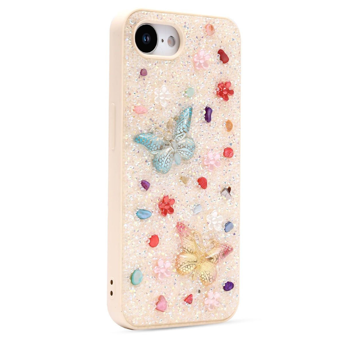 Apple iPhone 17e Case - Gold Butterflies - Butterfly Diamond Glitter Back Cover