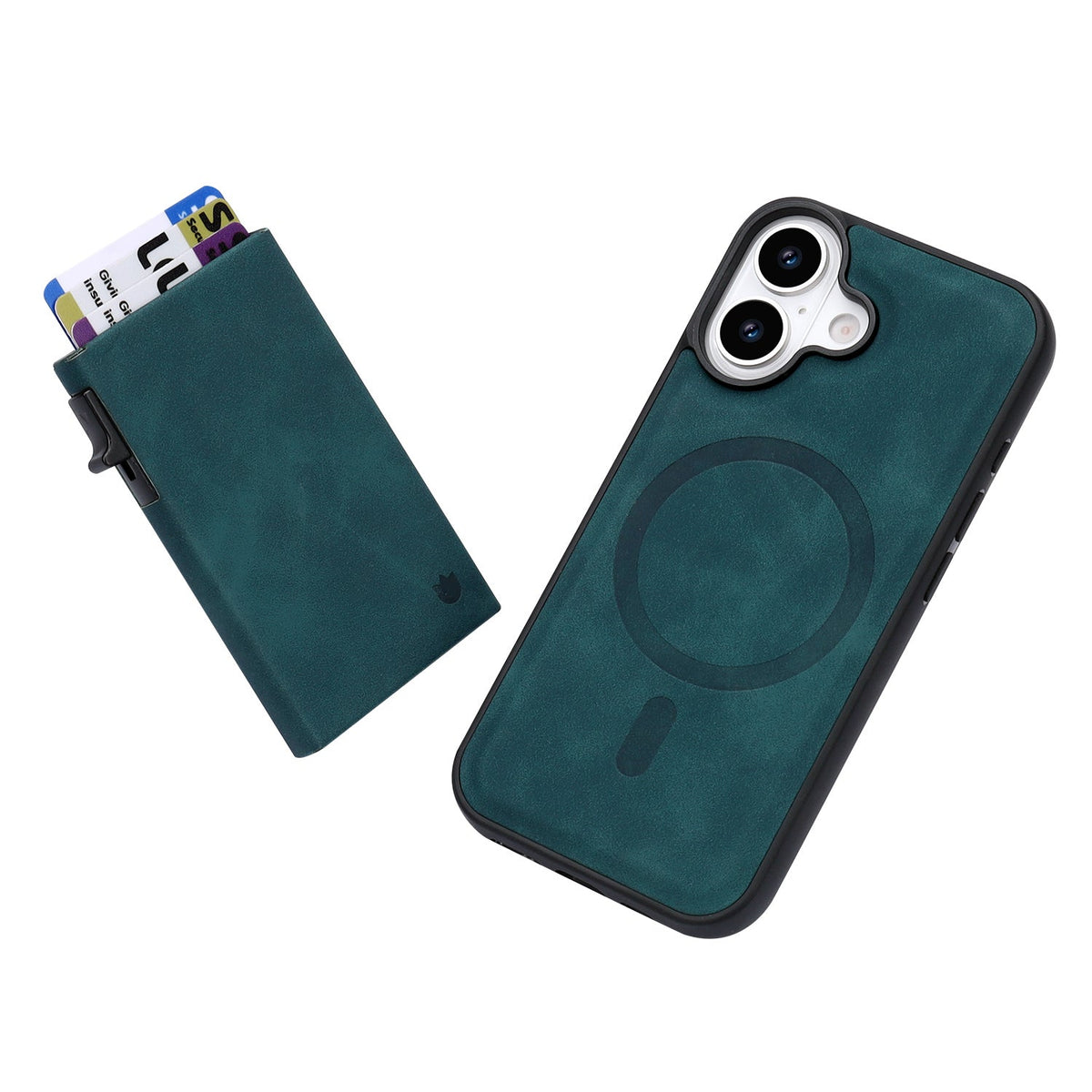 Apple iPhone 17 Hülle - Emerald Green - MagSafe Backcover mit ausziehbarem Kartenfach