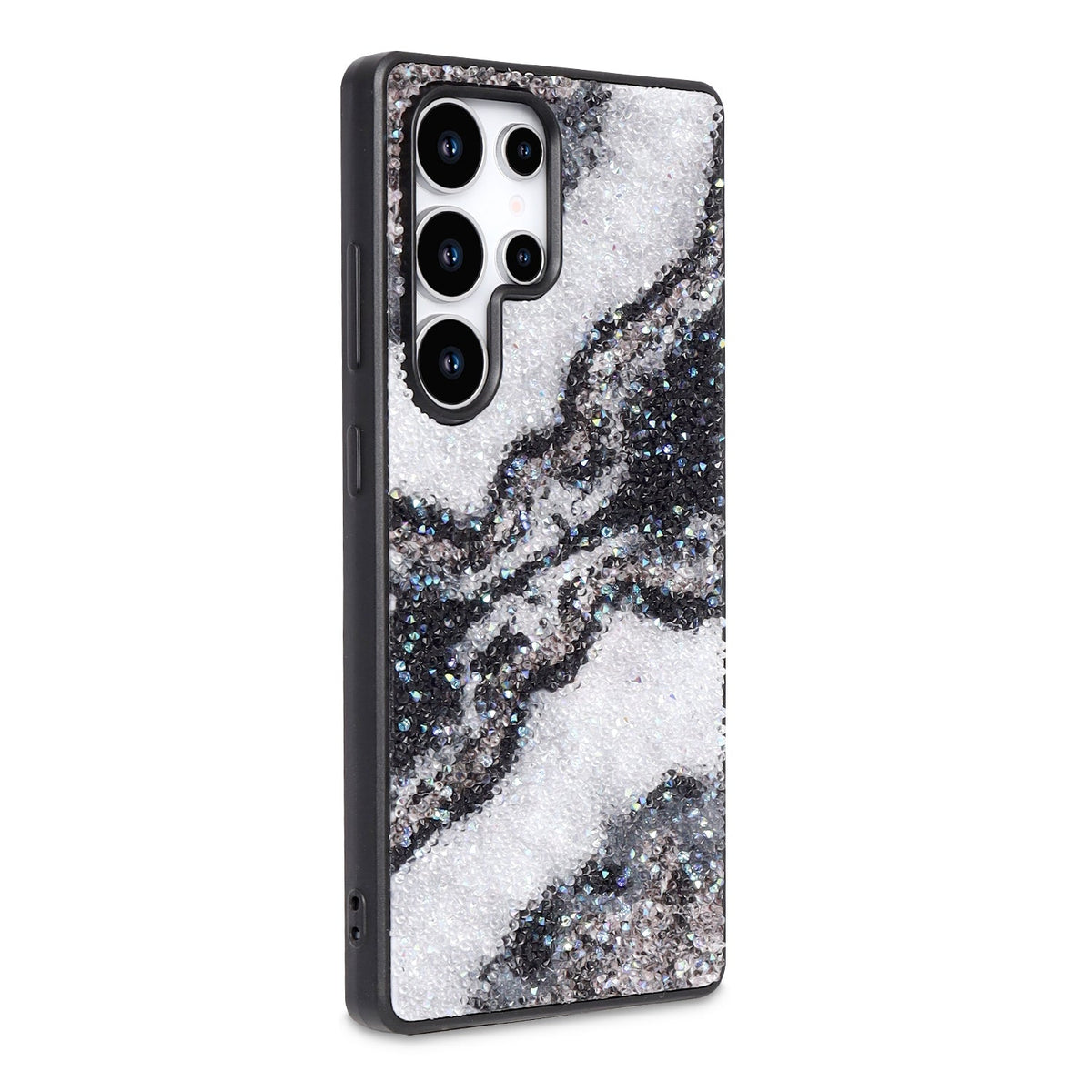 Samsung Galaxy S24 Ultra Hoesje - Zwart - Diamant Marmer Glitter Back Cover