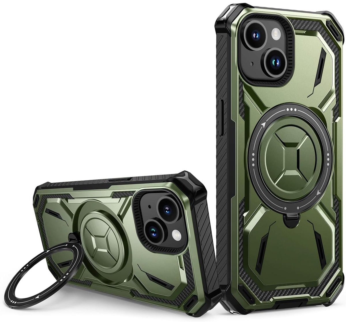 Apple iPhone 15 Plus Case - Green - Armor Kickstand MagSafe Back Cover