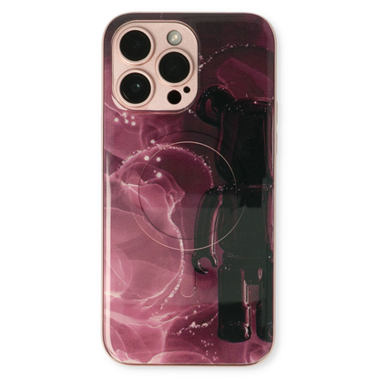 Apple iPhone 14 Pro Max Case - Red - Silicone Marble MagSafe Back Cover