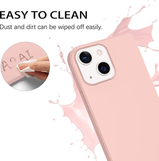 Apple iPhone 14 Pro Hoesje - Roze - Siliconen Back Cover met Telefoonkoord