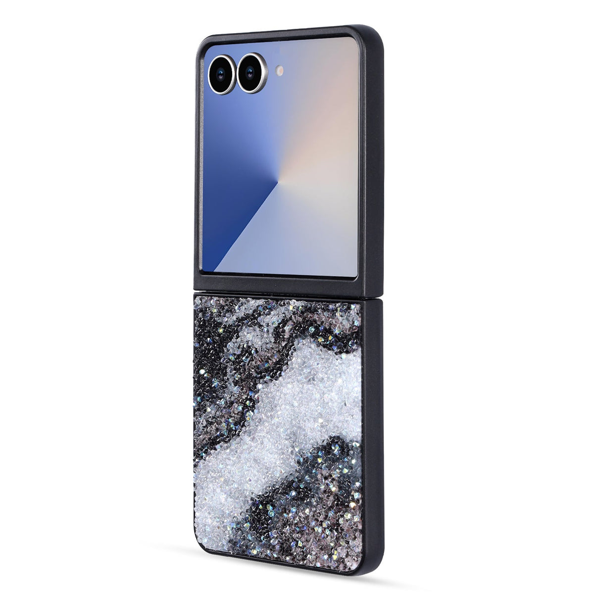 Samsung Galaxy Z Flip 7 Hoesje - Zwart - Diamant Marmer Glitter Back Cover