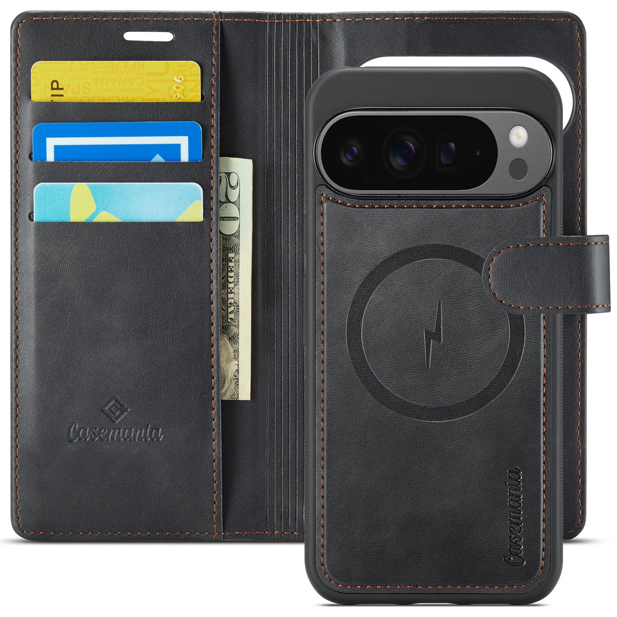 Google Pixel 10 Pro Hoesje - Charcoal Gray - Luxe 2 in 1 MagSafe Bookcase