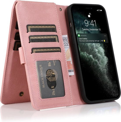 Oppo A96 Hoesje - Roze - Extra Stevige Luxe Bookcase met Rits en Vakken