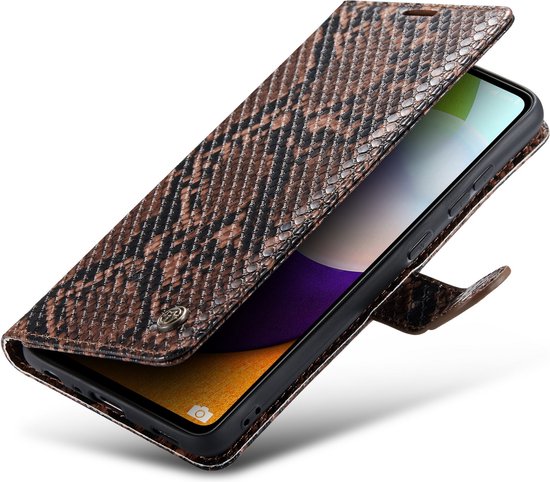 Samsung Galaxy A52 / A52S Hoesje - Bruin - Slangen Bookcase