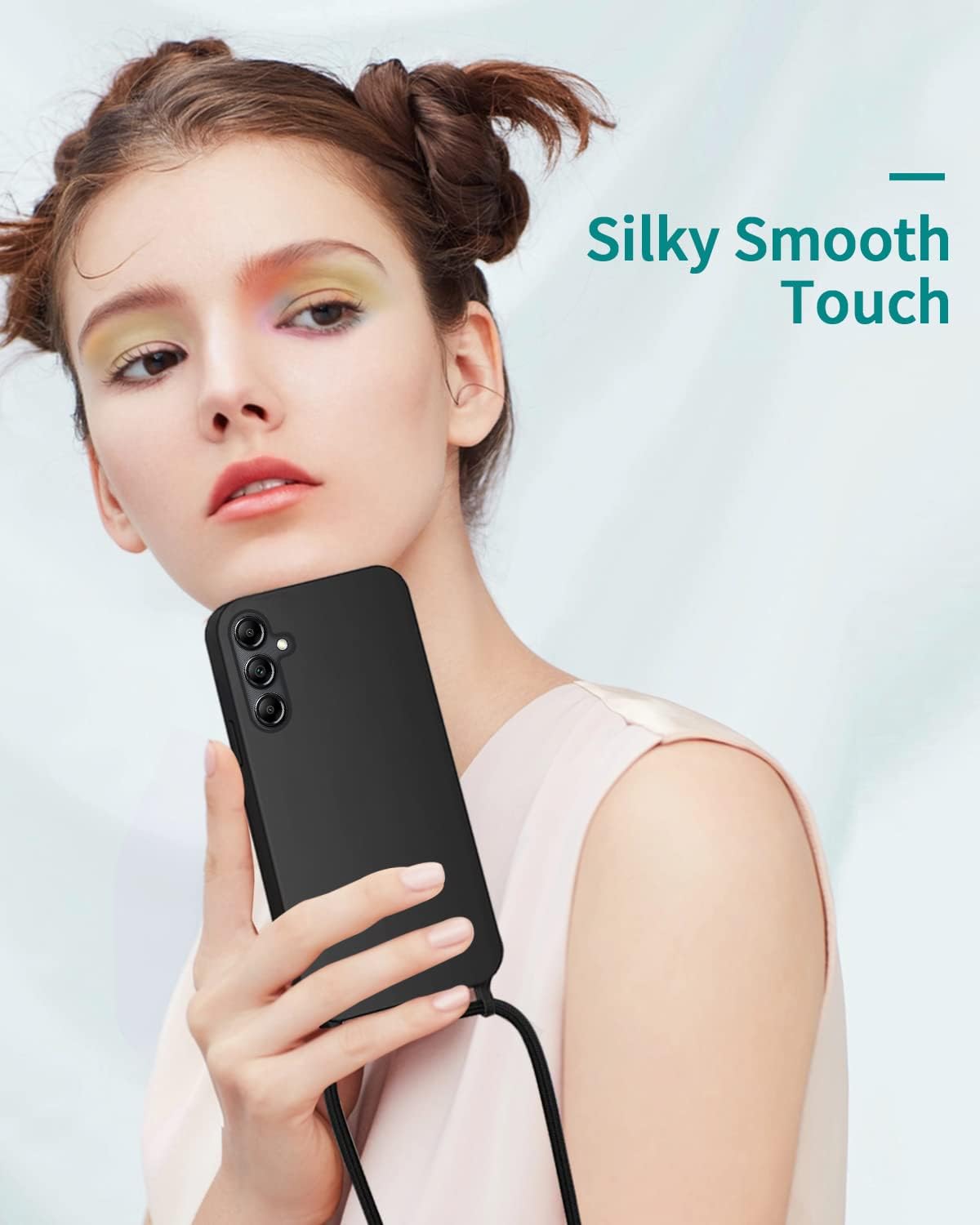 Samsung Galaxy A26 Hoesje - Zwart - Siliconen Back Cover met Telefoonkoord
