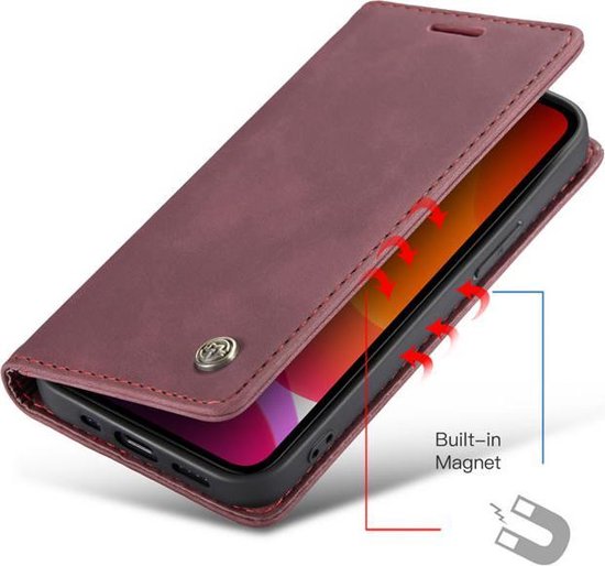 Apple iPhone 12 Pro Max Hoesje - Bordeaux Red - Dunne Bookcase