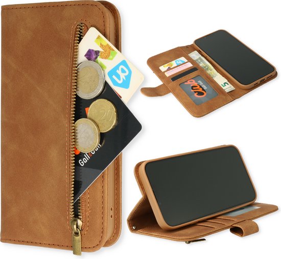 Samsung Galaxy S23 Plus Hoesje - Sienna Brown - Luxe Bookcase met Rits