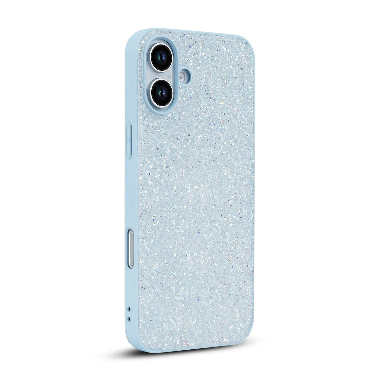 Apple iPhone 16 Hoesje - Blauw - Diamant Glitter Back Cover