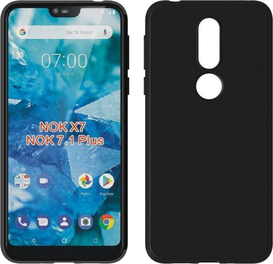 Coque Nokia 7.1 - Noir - Coque arrière silicone