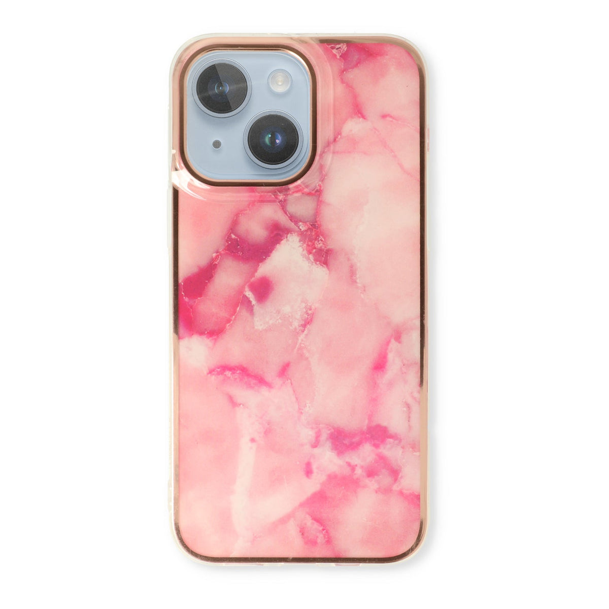 Apple iPhone 15 Hoesje - Roze - Siliconen Marmer Back Cover