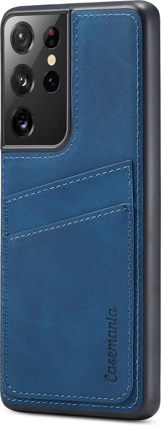 Samsung Galaxy S21 Ultra Hoesje - Navy Blue - Back Cover met Pasjeshouder