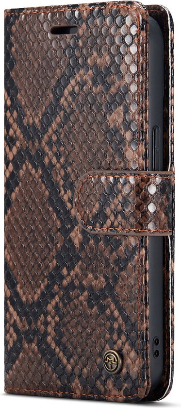 Apple iPhone 13 Case - Brown - 2 in 1 Snake Print Back Cover