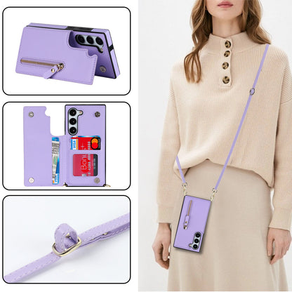 Samsung Galaxy S23 Plus Hoesje - Paars - Luxe Back Cover met Telefoonkoord en Rits