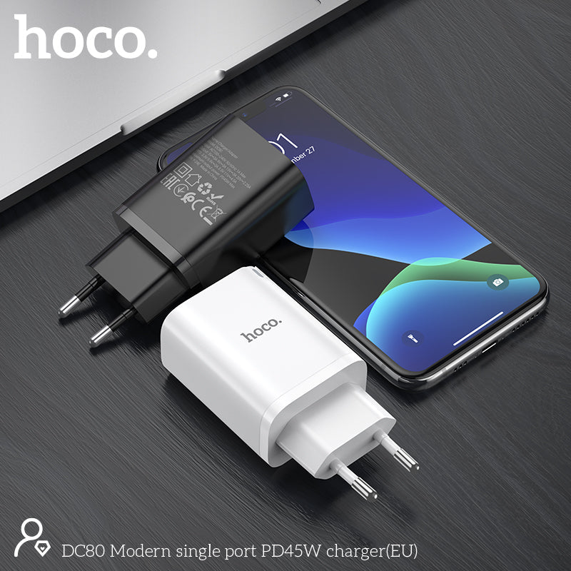 Hoco 45W USB-C Schnellladegerät - Schwarz