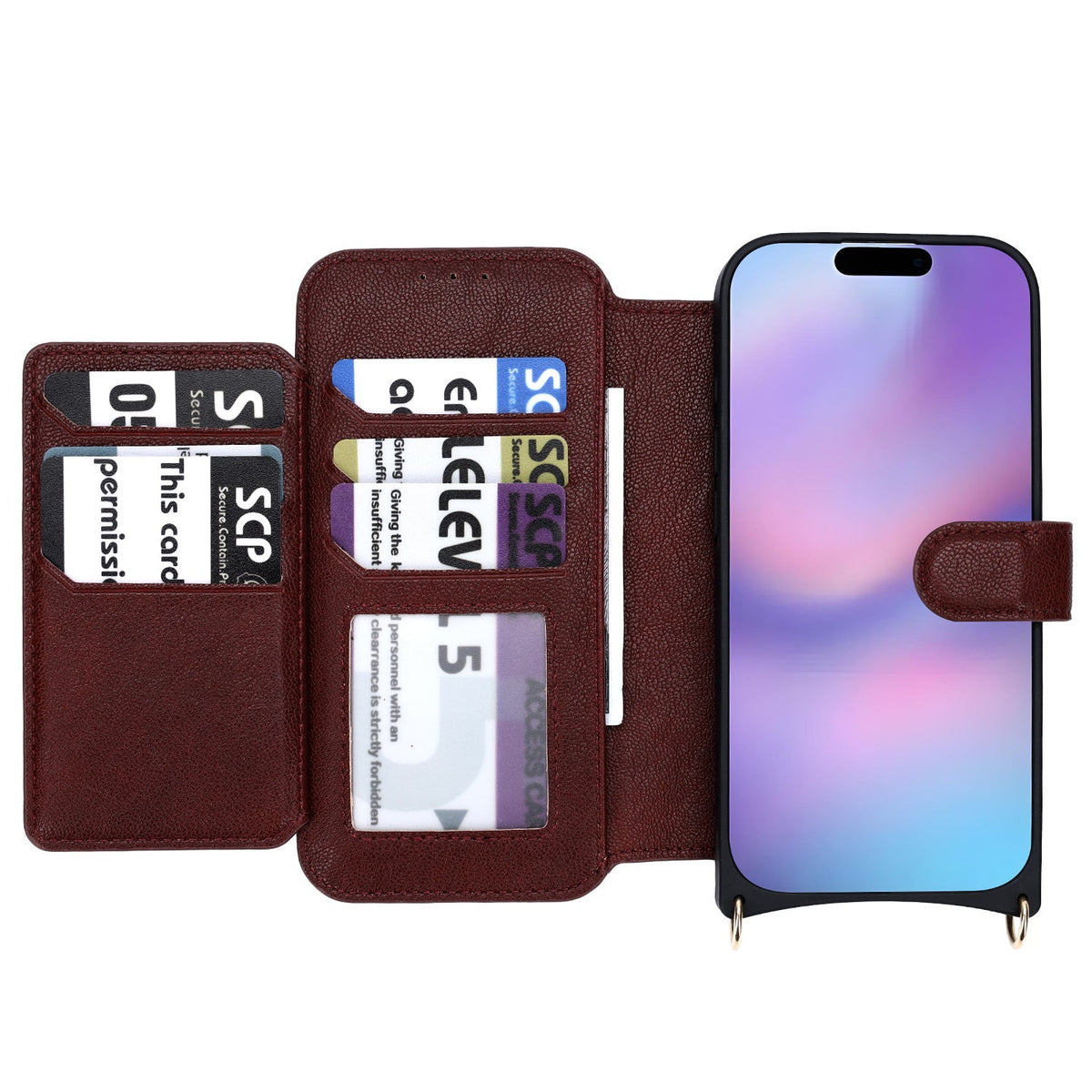 Apple iPhone 17 Case - Wine Red - CM Amsterdam Back Cover with Phone Strap