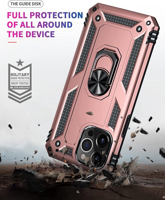Apple iPhone 13 Pro Max Hoesje - Roségoud - Armor Kickstand Back Cover