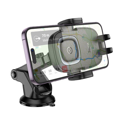 Hoco Telefoonhouder met Zuignap & Draadloos Opladen - Universeel Auto GSM Houder met Clamp