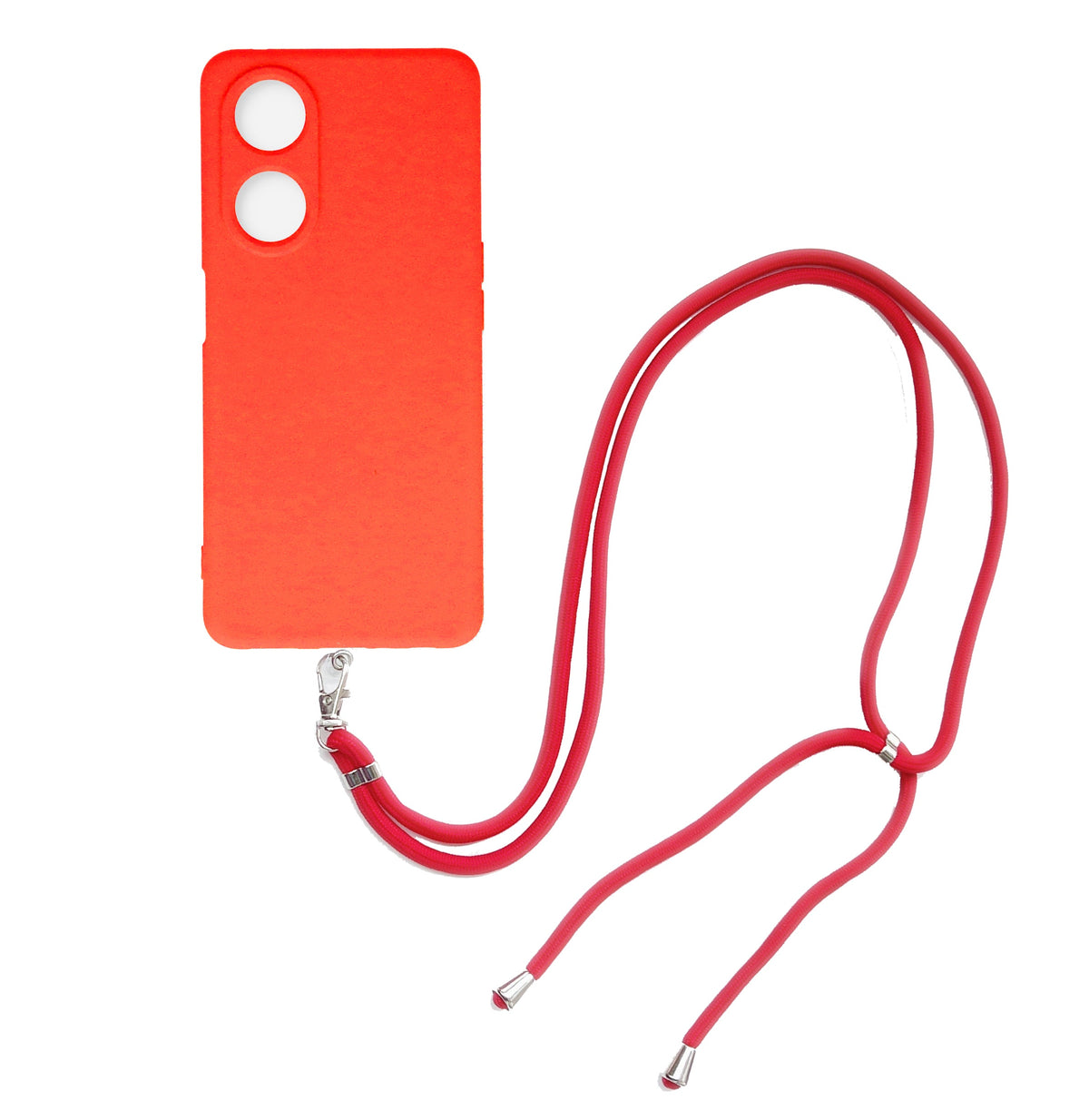 Oppo A38 Case - Red - Silicone Back Cover with Phone Strap