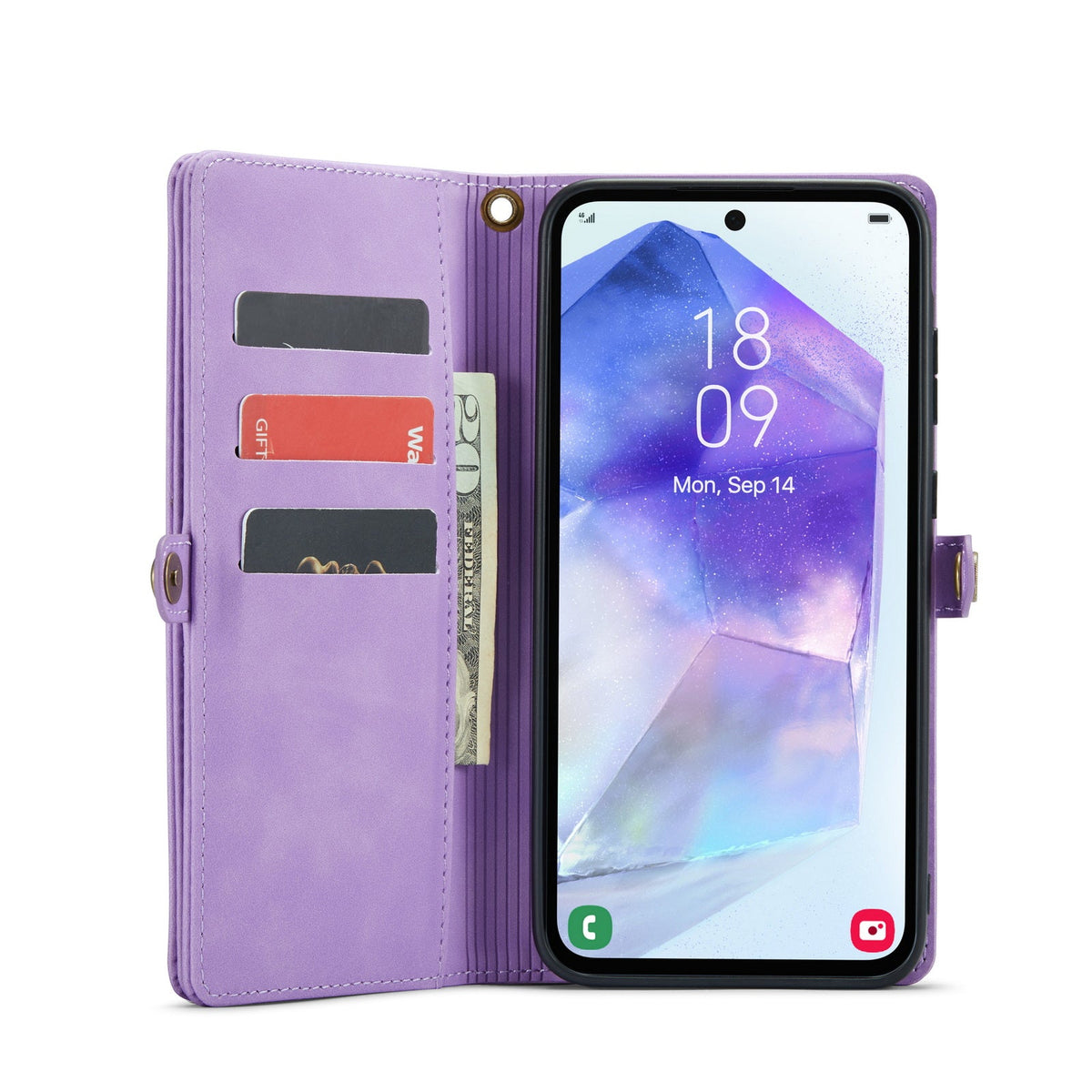 Samsung Galaxy A55 Case - Bright Lila - 2-in-1 Wallet Case with 10 Card Slots