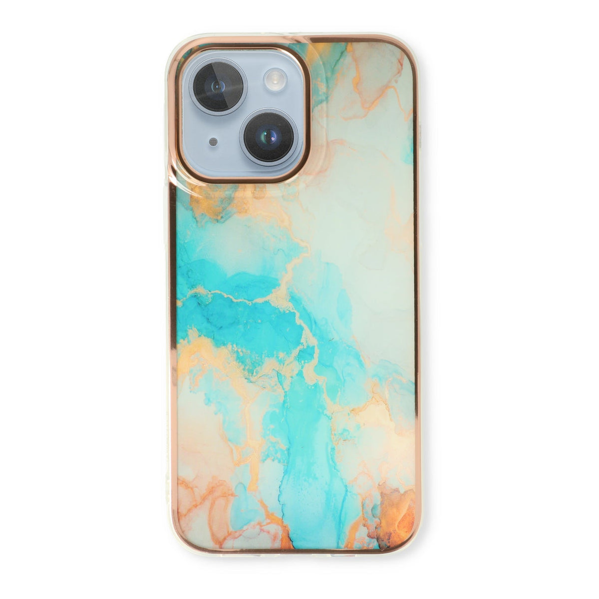 Apple iPhone 15 Hoesje - Aqua - Siliconen Marmer Back Cover