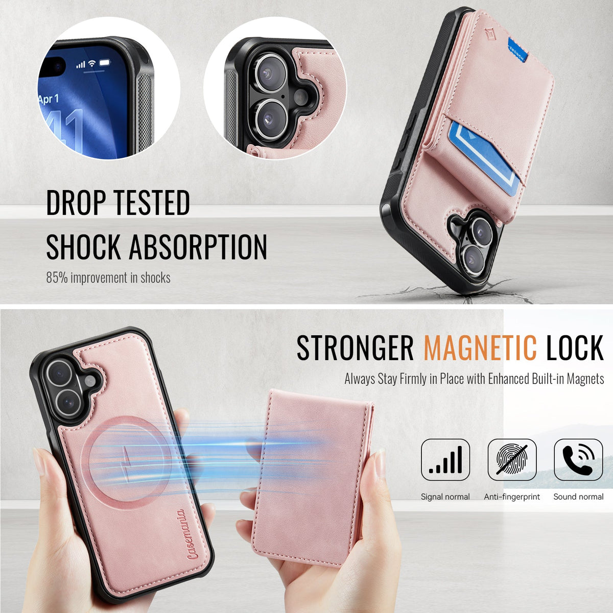 Apple iPhone 17 Case - Pale Pink - MagSafe Back Cover with Card Holder