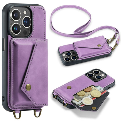Apple iPhone 15 Pro Hoesje - Bright Lila - Luxe Back Cover met Telefoonkoord