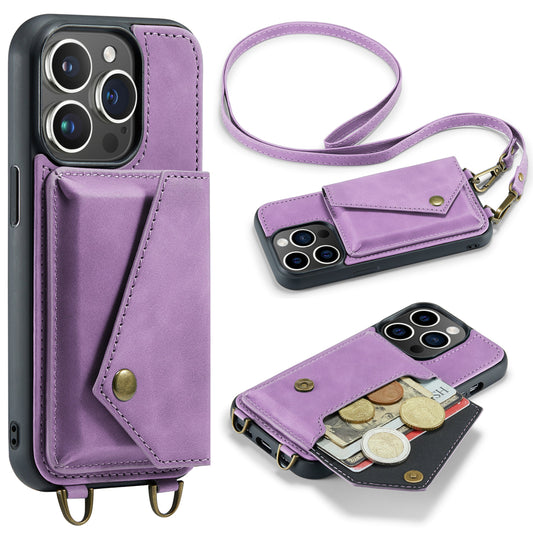 Apple iPhone 15 Pro Hülle - Bright Lila - Luxus-Backcover mit Handykette